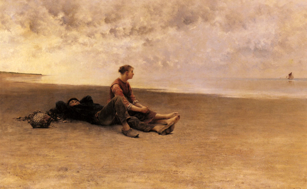 Daydreaming On The Beach by August Wilhelm Nikolaus Hagborg